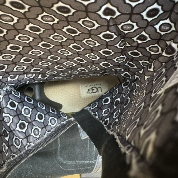 UGG Morgan Mid-Calf Womens Black Leather Suede Zip-Up Boots Size 6 - Picture 8 of 8